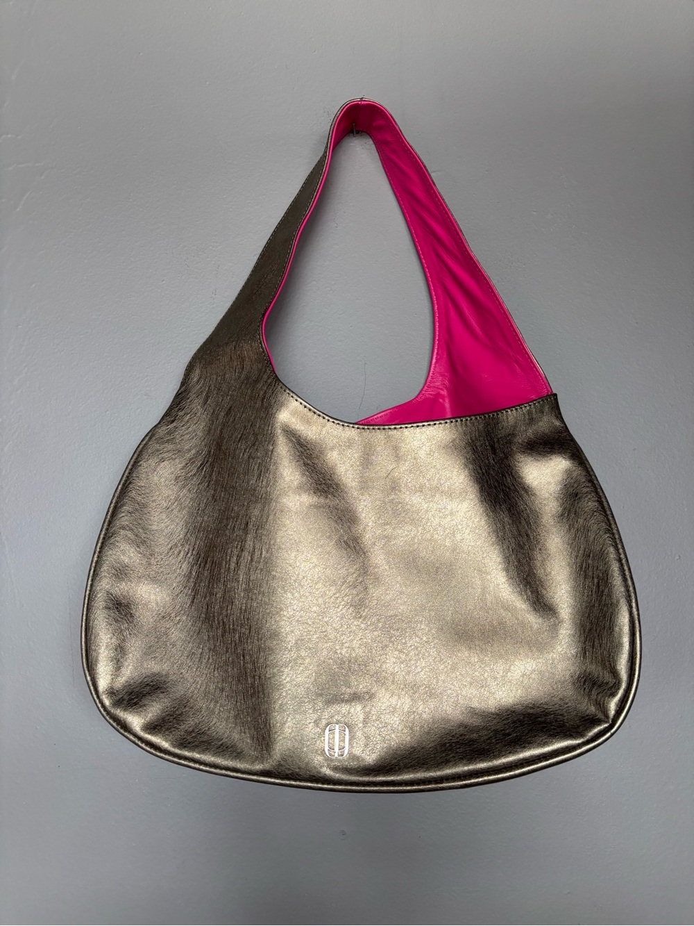 Anima Iris metallic gold hobo bag